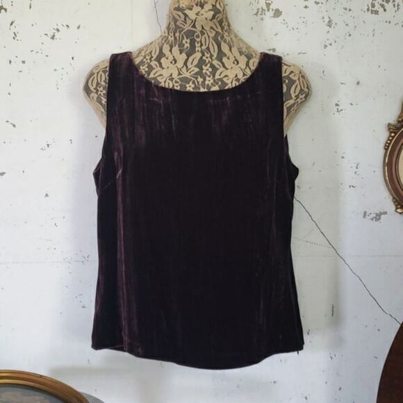 JOSEPHINE CHAUS Women's Crinkled Velvet Silk Blend Old Money Top Plum Size 6 - Picture 4 of 9